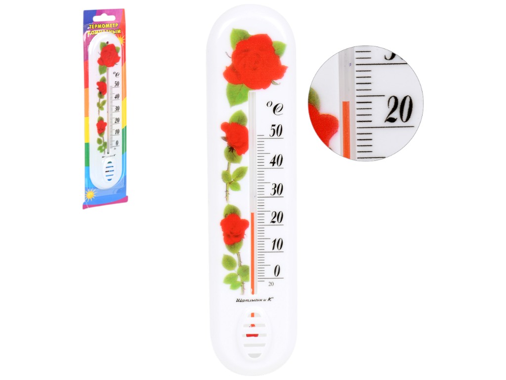 Термометр оконный, пластик, термометрическая жидкость, 19,5см, цвет белый