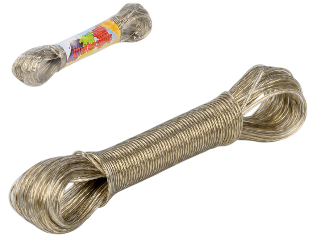 Веревка бельевая, металл, пластик, 20м, цвет прозрачный