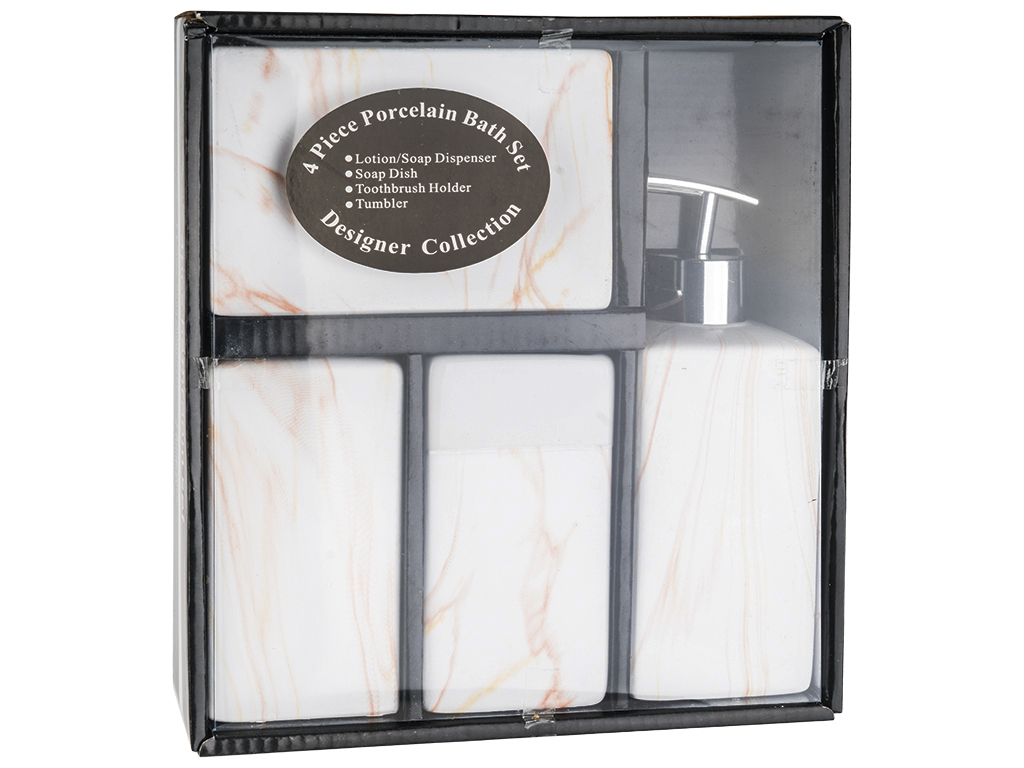 Набір для ванної керамічний Marble 24x21x6,5см (ціна за набір 4 предмети)