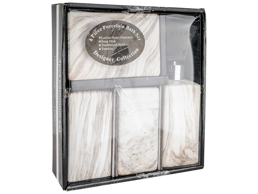 Набір для ванної керамічний Marble 24x21x6,5см (ціна за набір 4 предмети)
