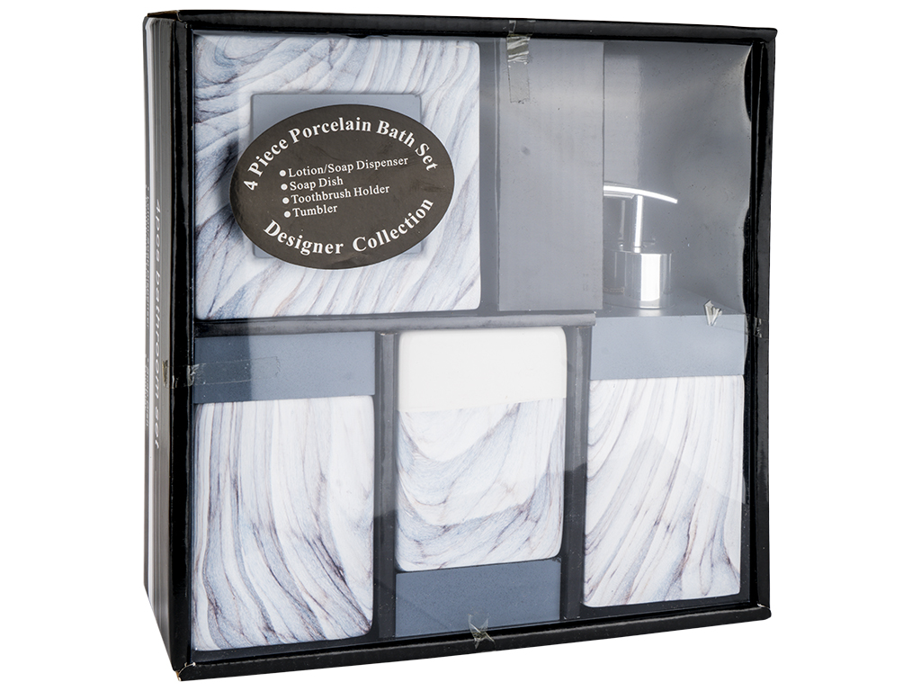 Набір для ванної керамічний Top grey 24x23x7см (ціна за набір 4 предмети)