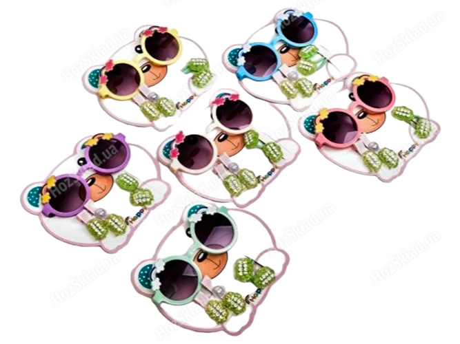 Набір для дівчаток, сонцезахисні окуляри, резинки-2шт, заколки-2шт (ціна за набір 5шт)