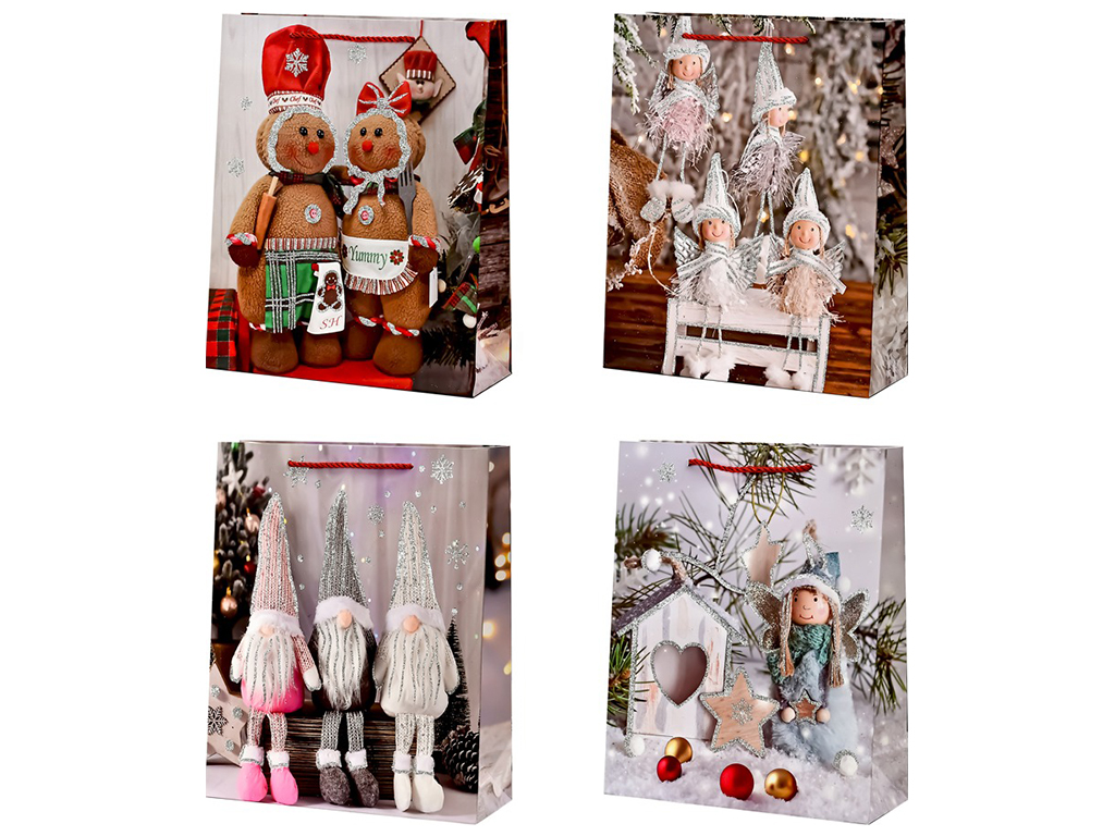 Пакет новогодний бумажный M Christmas story, 26х32х10см