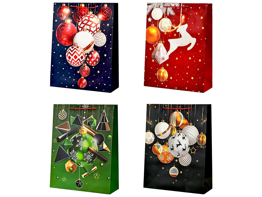 Пакет новогодний бумажный M Christmas toys, 26х32х10см