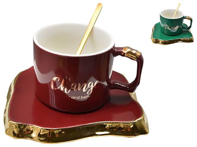 Чашка з блюдцем та ложкою Change 230мл