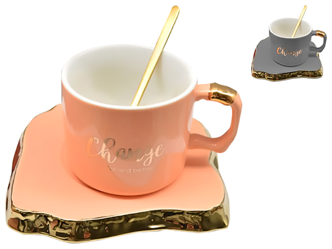 Чашка з блюдцем та ложкою Change 230мл