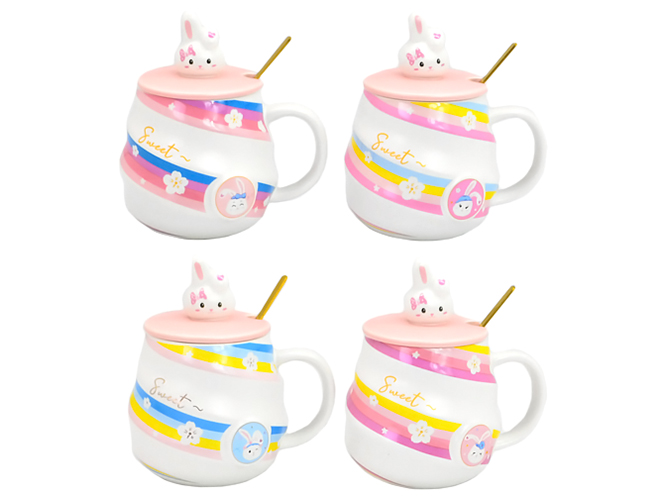 Чашка з кришкою та ложкою Sweet bunny 420мл