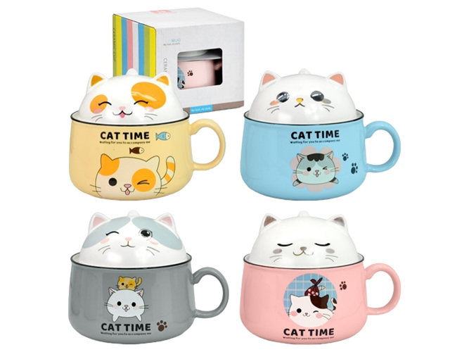 Чашка-супница с крышкой Cat time 1л