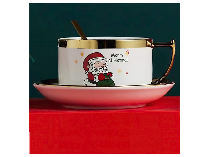 Чашка з блюдцем та ложкою Merry Christmas 220мл