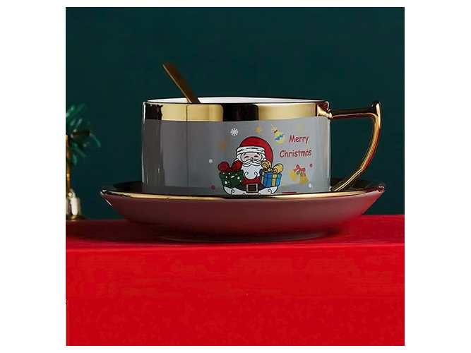Чашка з блюдцем та ложкою Merry Christmas 220мл