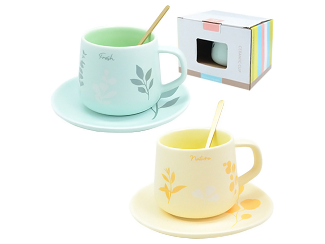 Чашка с блюдцем и ложкой Fresh 230мл