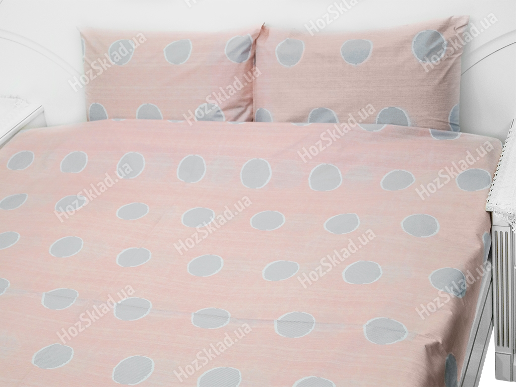 Комплект постельного белья 100% хлопок двуспальный Круги на розовом, 2 наволочки 50х70см 
