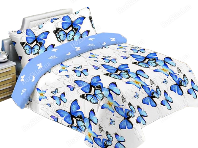 Комплект постельного белья 100% хлопок двухспальный Бабочка, 2 наволочки 50х70см 