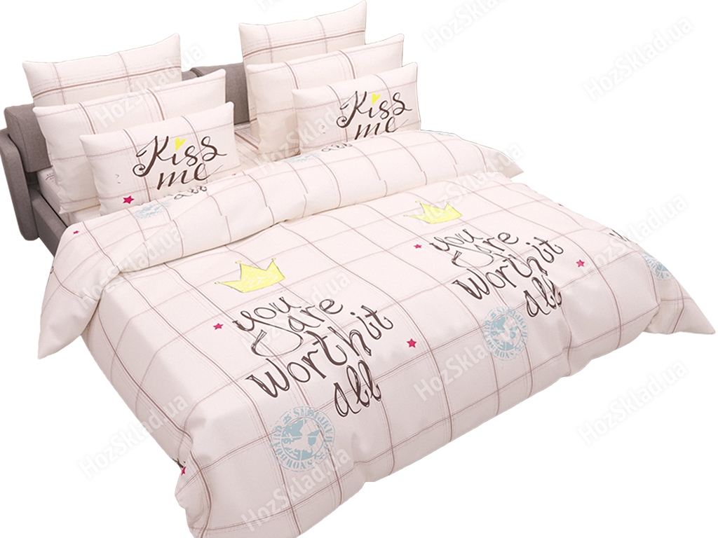 Комплект постельного белья 100% хлопок двухспальный Корона, 2 наволочки 70х70см 