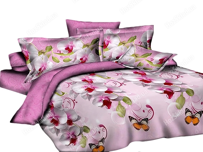 Комплект постельного белья 100% хлопок двухспальный Орхидеи 2 наволочки 50х70см 