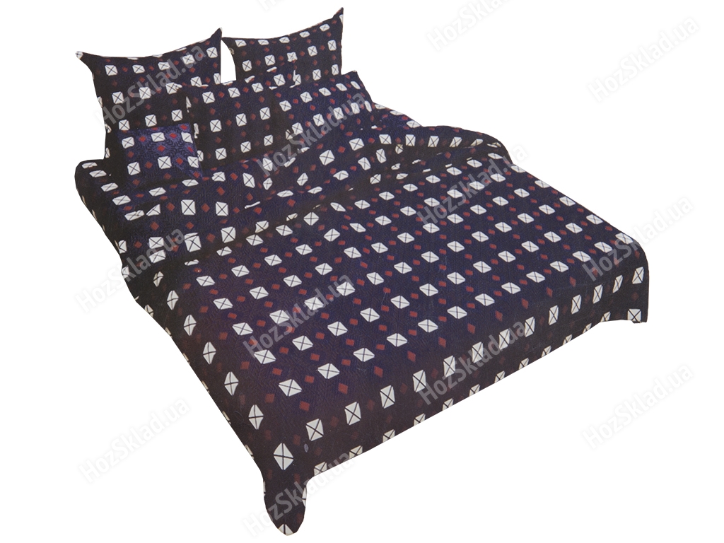 Комплект постельного белья 100% хлопок двухспальный Серое с квадратами 2 наволочки 50х70см 