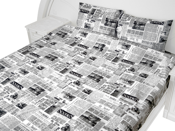 Комплект постельного белья 100% хлопок. евро "Газета", 2 наволочки 70х70см