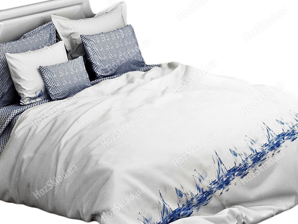 Комплект постельного белья 100% хлопок. евро Парусники двухцветное, 2 наволочки 70х70см 