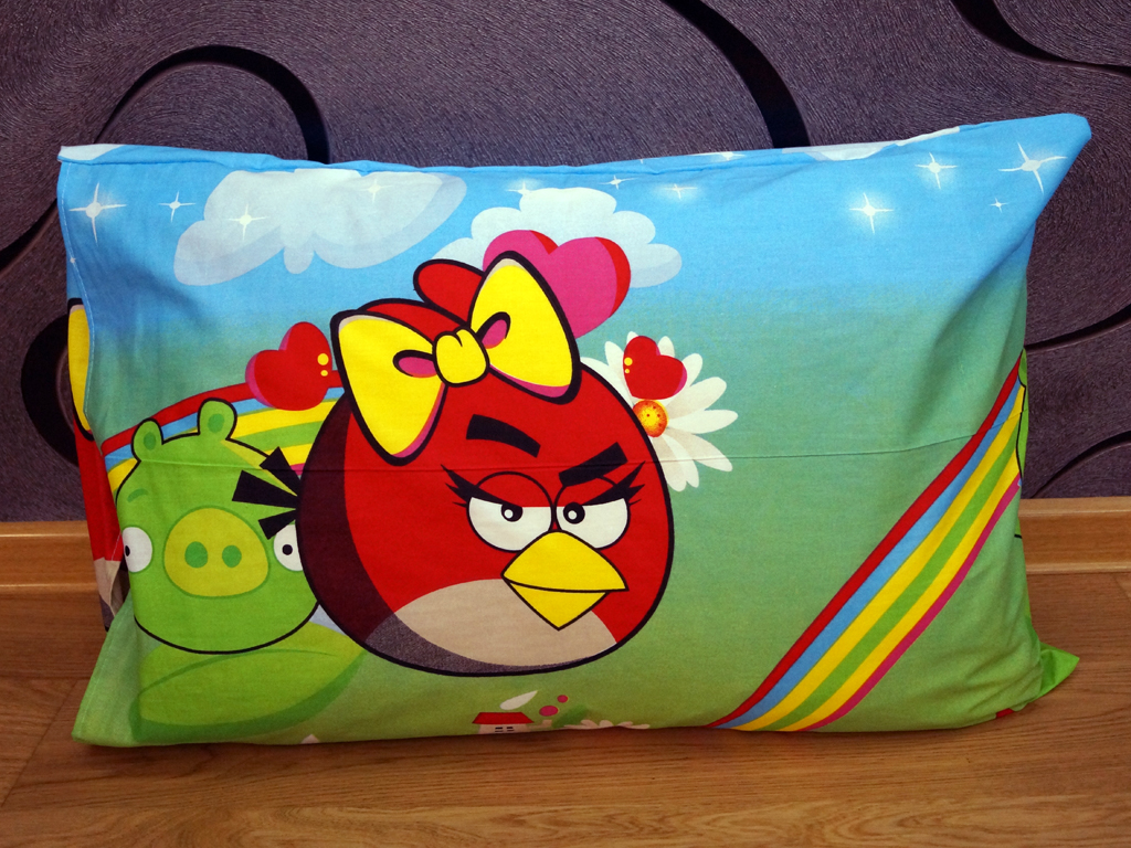 Наволочка 100% хлопок "Angry Birds" 50x70см