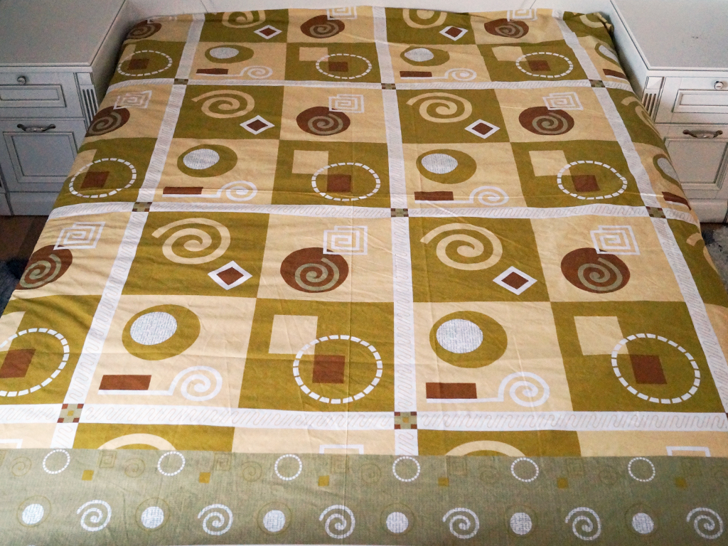 Простынь 100% хлопок. "Абстракция" на коричневом 180x220см