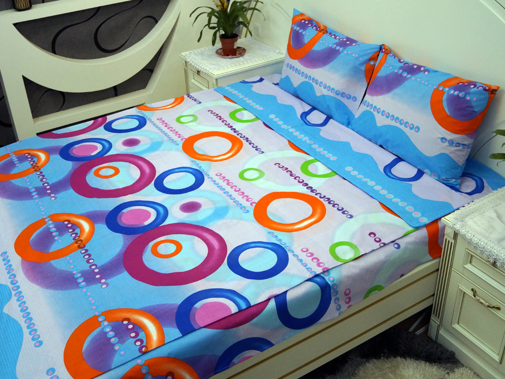 Простирадло 100% бавовна 180x220см "Кола" сині