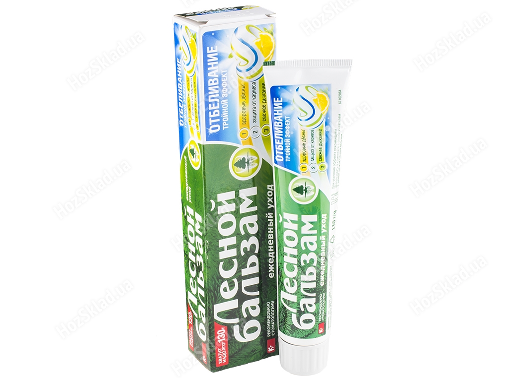 Зубна паста Лесной бальзам Потрійний ефект+відбілювання з соком лимона на відварі трав 130г
