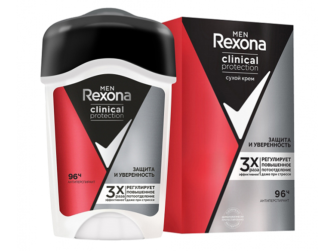 Антиперспірант-крем чоловічий Rexona Clinical Protection Захист та впевненість 45г