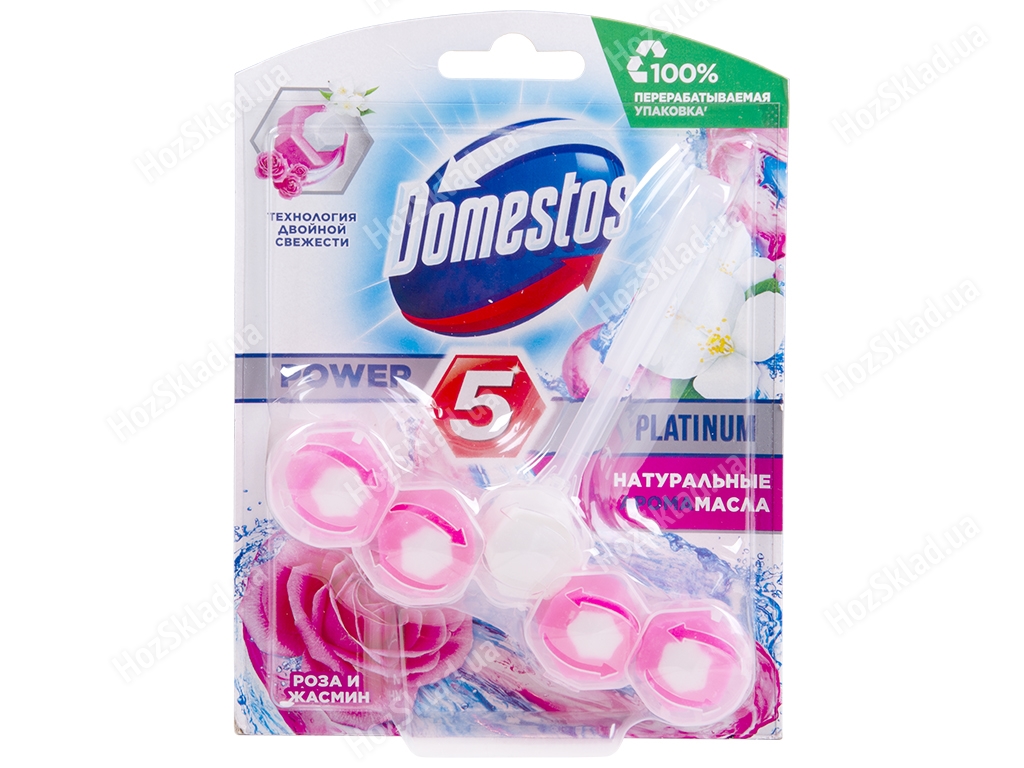 Блок для очистки унитаза Domestos Power 5 Роза и жасмин 55г