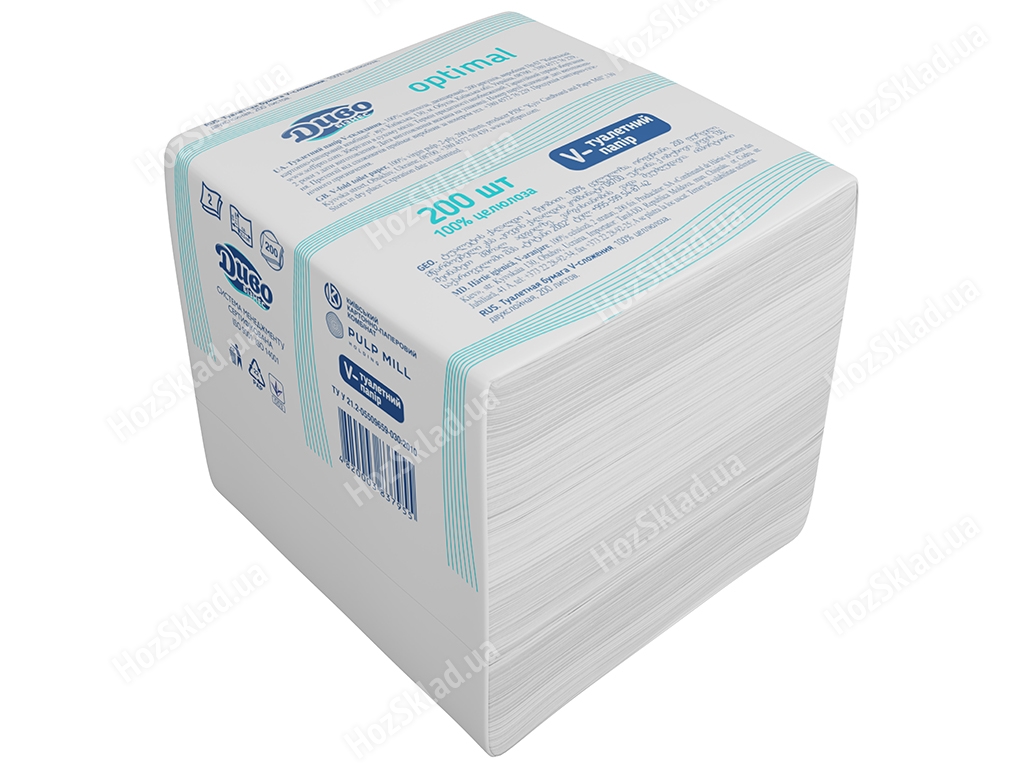 Туалетная бумага Диво Бизнес Optimal, СГ 16г/м, 2х слойная, V-склад., белая (цена за упаковку 200шт)