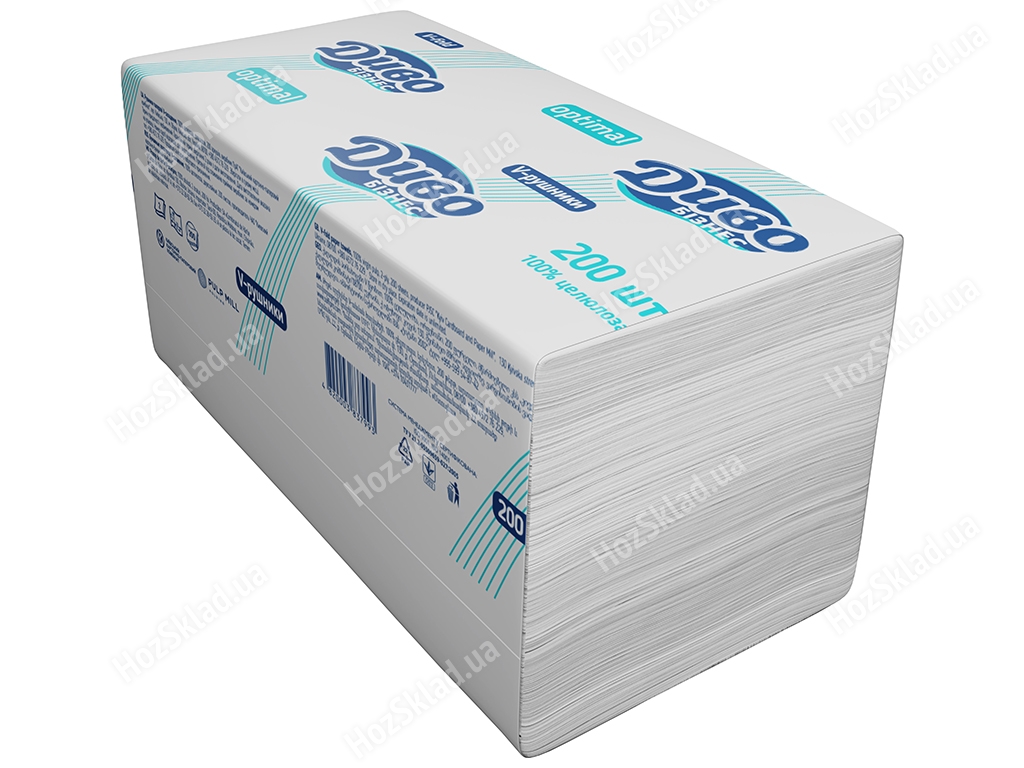 Паперові рушники Диво Бізнес Optimal, СГ 17г/м, 2х шарові, V-склад., білий (ціна за упак. 200шт)