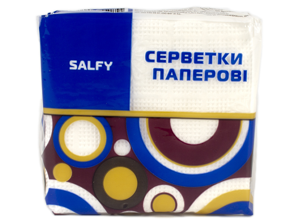 Салфетки "Salfi" белые однослойные 21x21см (синяя упаковка) 30шт