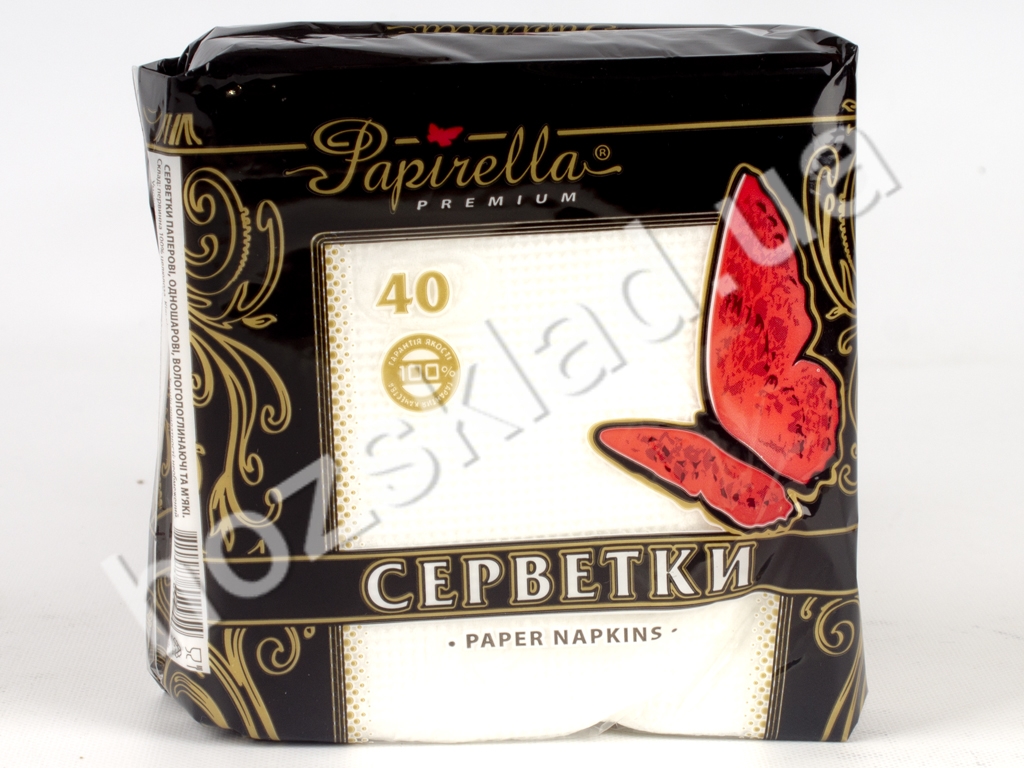 Салфетки "Papirella" белые однослойные 22x22см 40шт