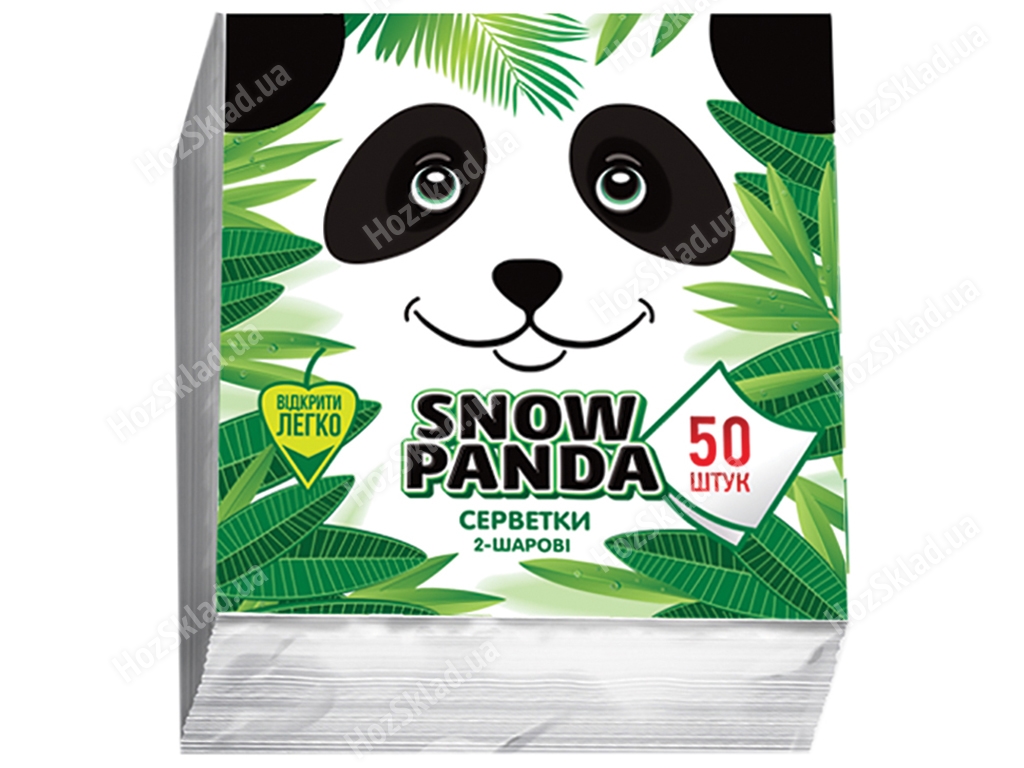 Салфетки бумажные Сніжна панда столовые, двухслойные 24х24см белые (цена за упаковку 50шт)