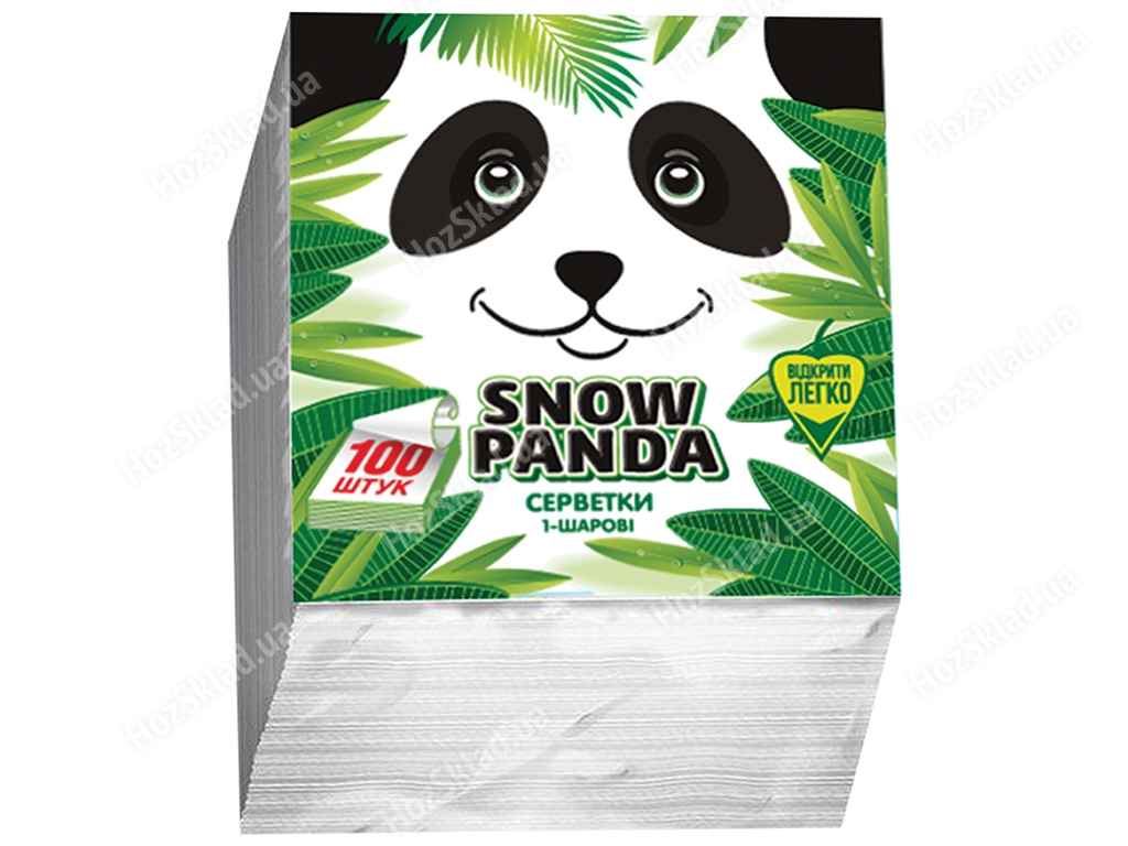 Серветки паперові Сніжна панда столові, одношарові 24х24см білі (ціна за упаковку 100шт)