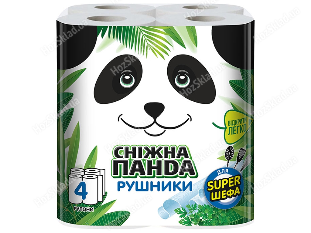 Рушники паперові Сніжна панда двошарові (ціна за упаковку 4 рулони)