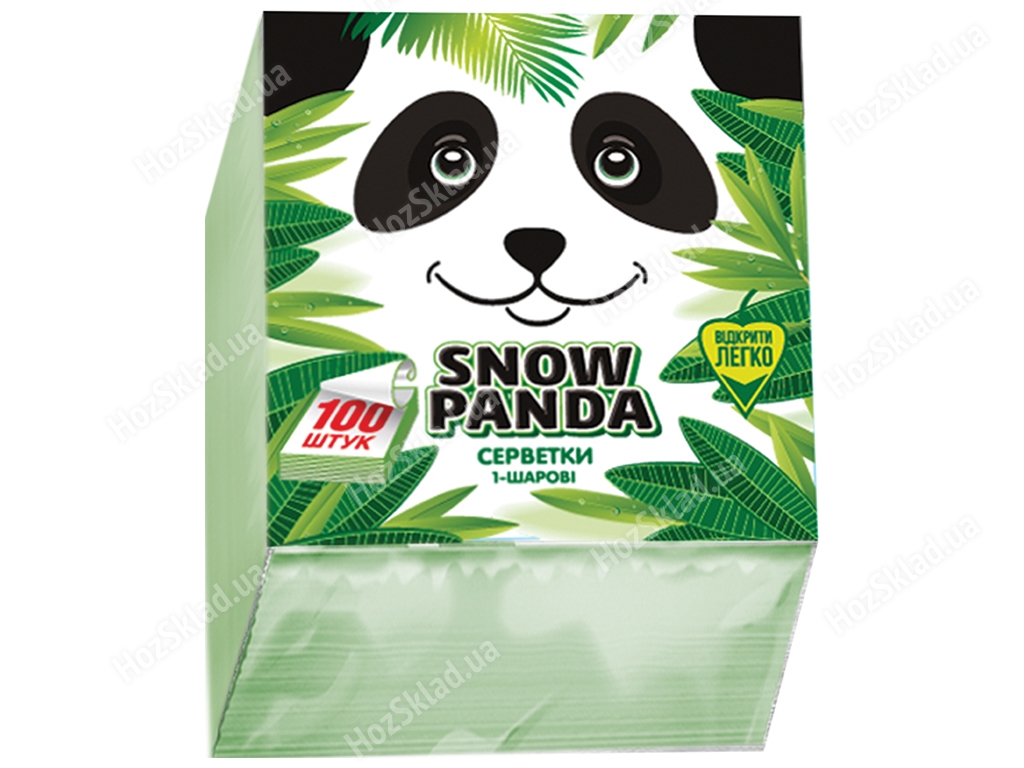 Салфетки бумажные Сніжна панда столовые, однослойные 24х24см зеленые (цена за упаковку 100шт)