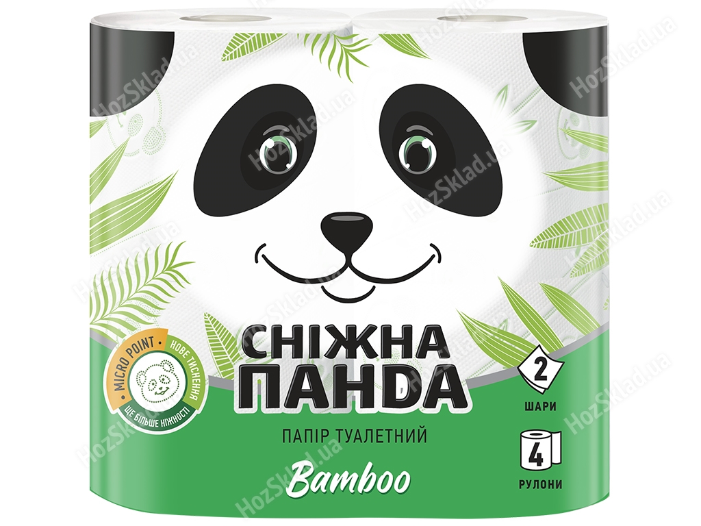 Папір туалетний Сніжна панда Bamboo двошаровий (ціна за упаковку 4 рулони)