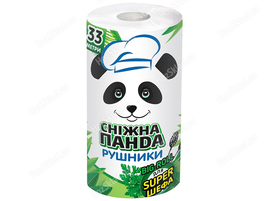 Рушники паперові Сніжна панда BIG ROLL двошарові 23,6х12см білі (ціна за 1 рулон)