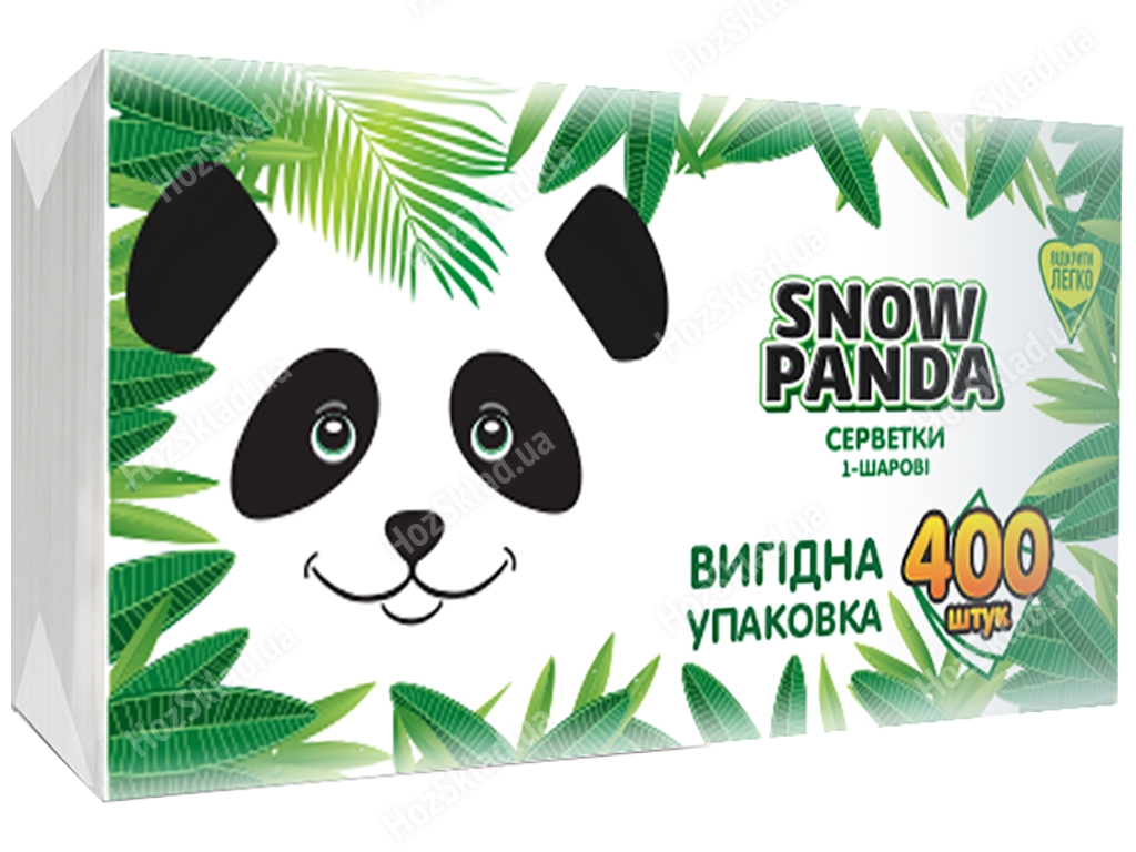 Салфетки бумажные Сніжна панда столовые, однослойные 24х24см белые (цена за упаковку 400шт)