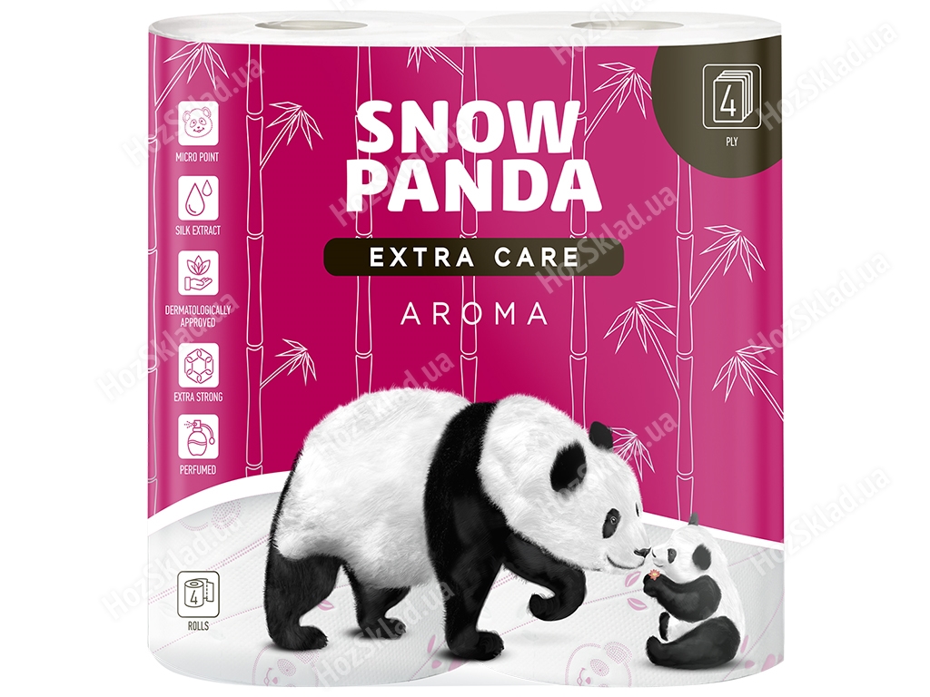Папір туалетний Сніжна панда EXTRA CARE Aroma чотиришаровий (ціна за упаковку 4 рулони)