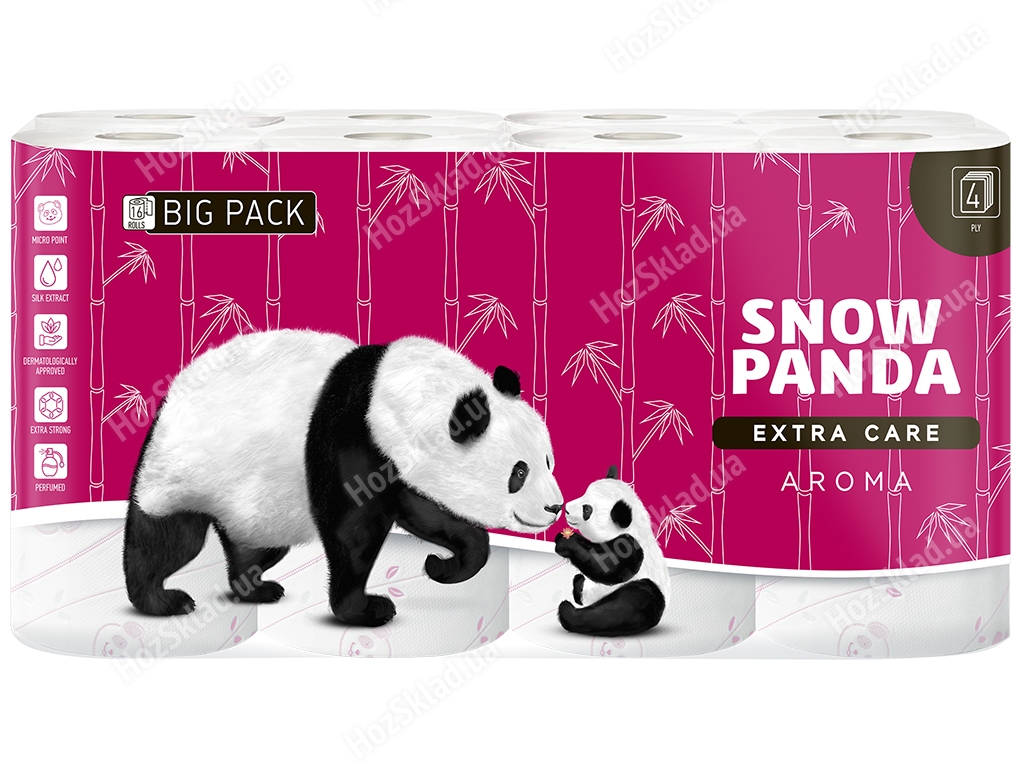 Папір туалетний Сніжна панда EXTRA CARE Aroma чотиришаровий (ціна за упаковку 16 рулонів)