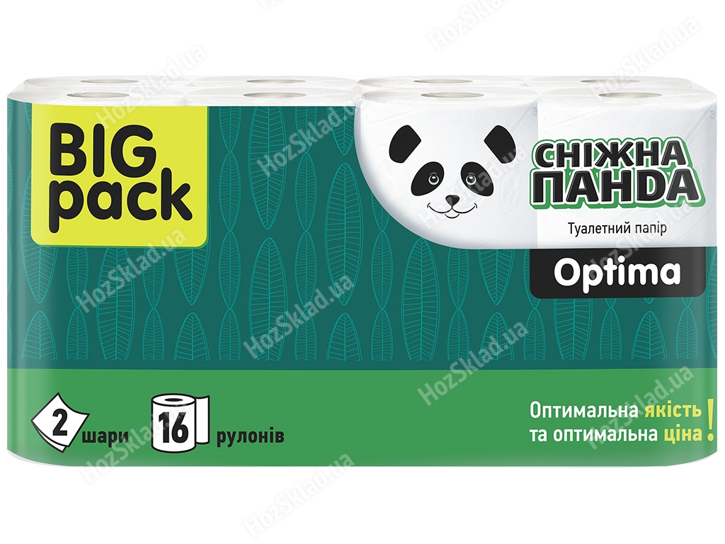 Папір туалетний Сніжна панда Optima двошаровий (ціна за упаковку 16 рулонів)