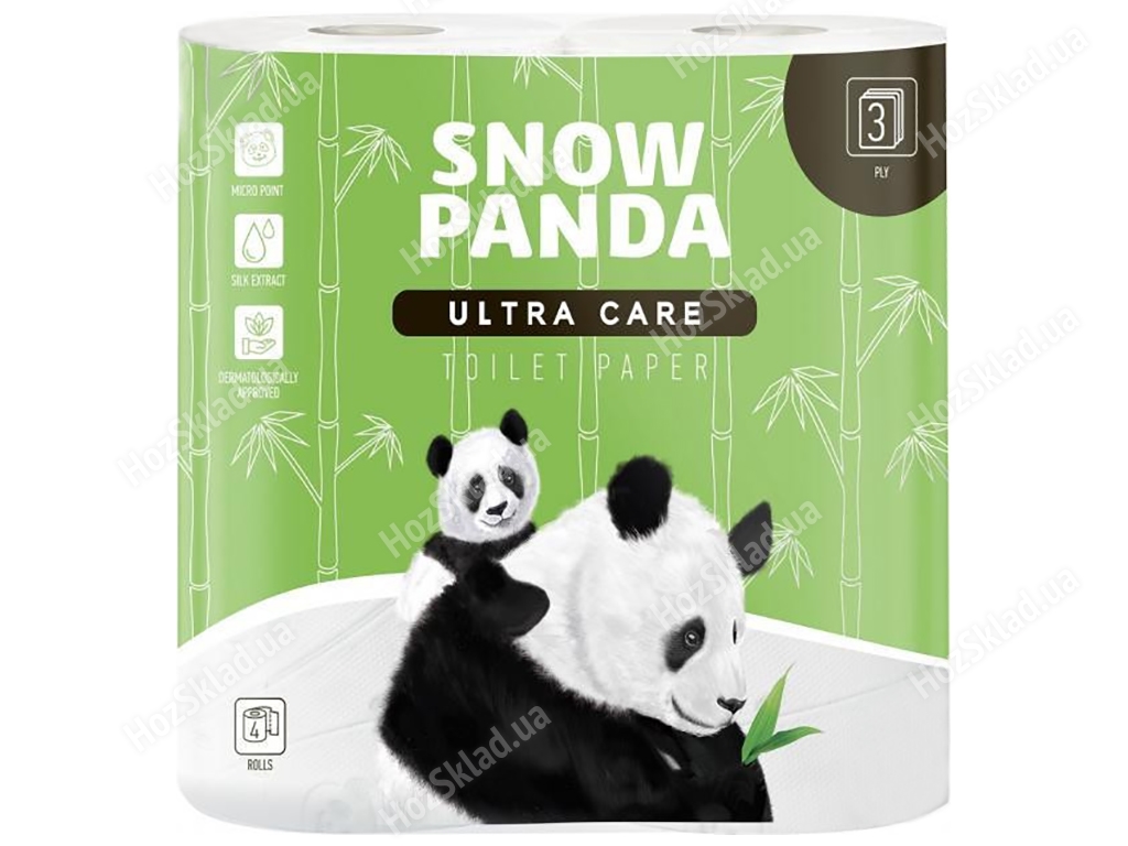 Папір туалетний Сніжна панда Ultra Care тришаровий (ціна за упаковку 4 рулони)