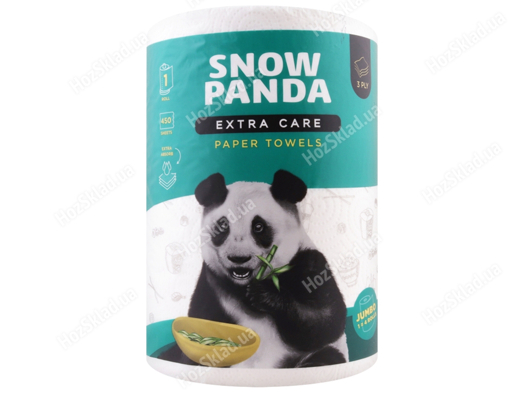 Рушники паперові Сніжна панда Extra Care Jumbo Roll тришарові (ціна за 1 рулон)