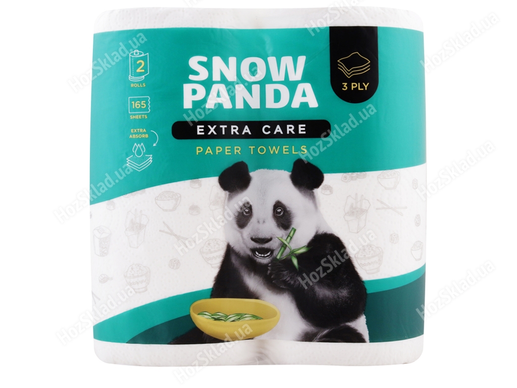 Рушники паперові Сніжна панда Extra Care тришарові (ціна за 2 рулони)