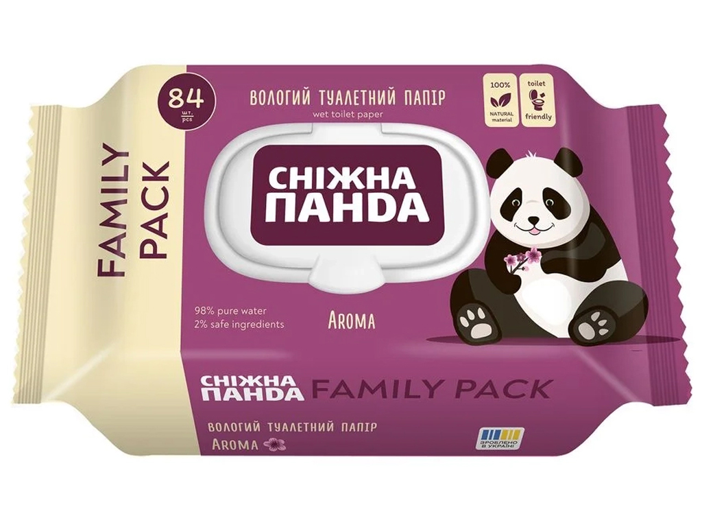 Вологий туалетний папір Сніжна Панда Aroma, 84шт
