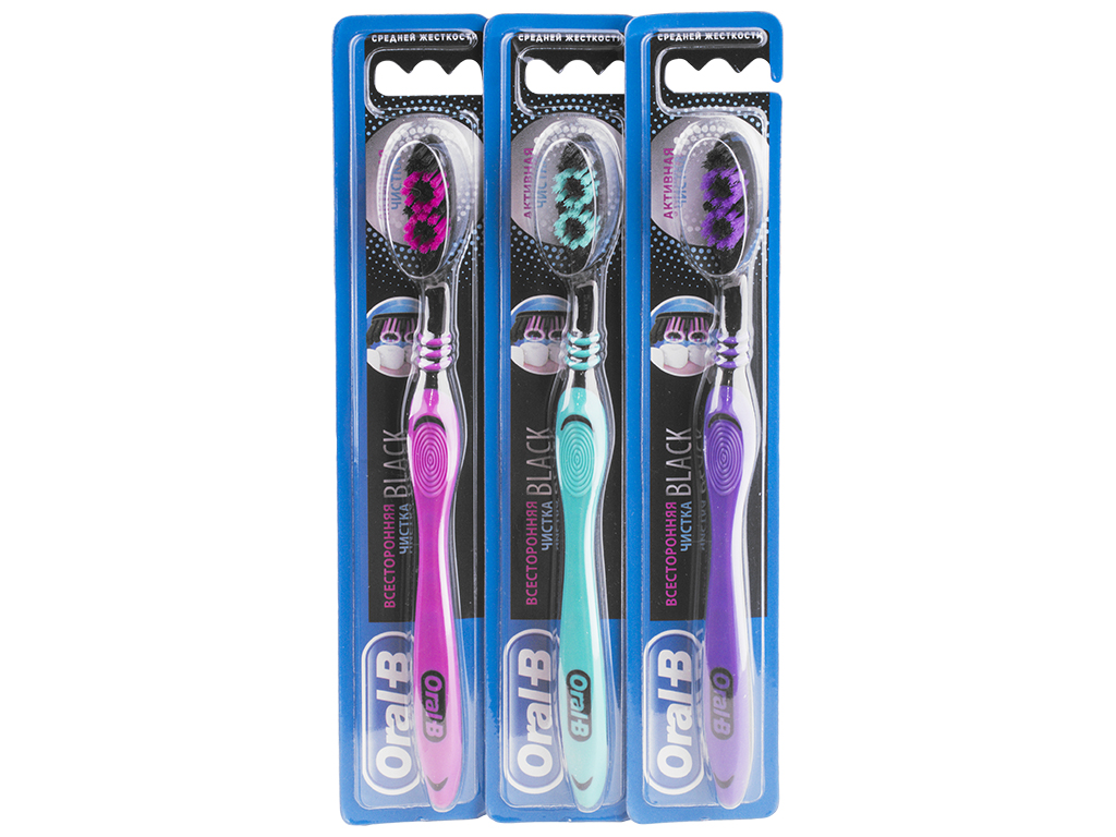 Зубная щетка ORAL-B Всесторонняя чистка Black 40 средняя Medium 1шт