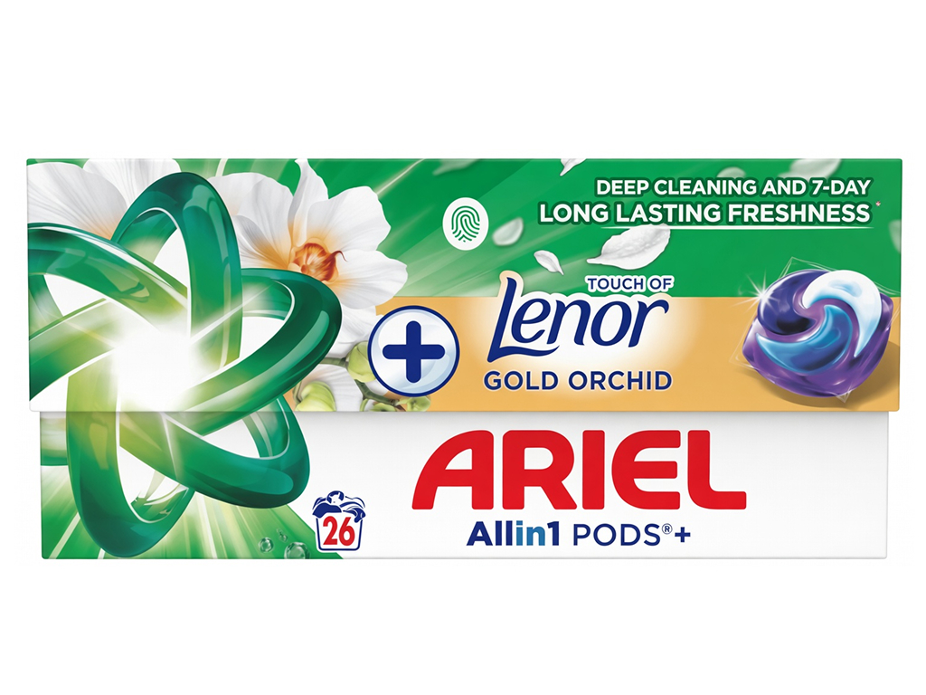 Капсулы для стирки Ariel All-in-1 Pods+ Touch of Lenor Gold Orchid, универсальные, 26шт
