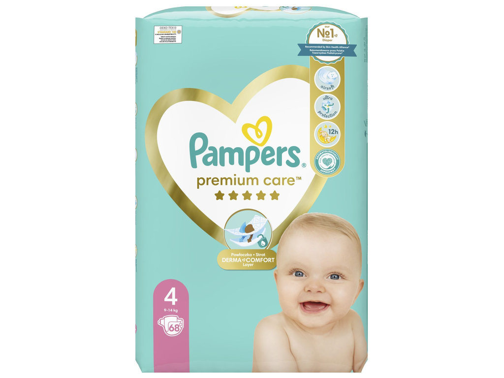 Подгузники одноразовые Pampers Premium Care, размер 4 Maxi, 9–14кг, 68шт