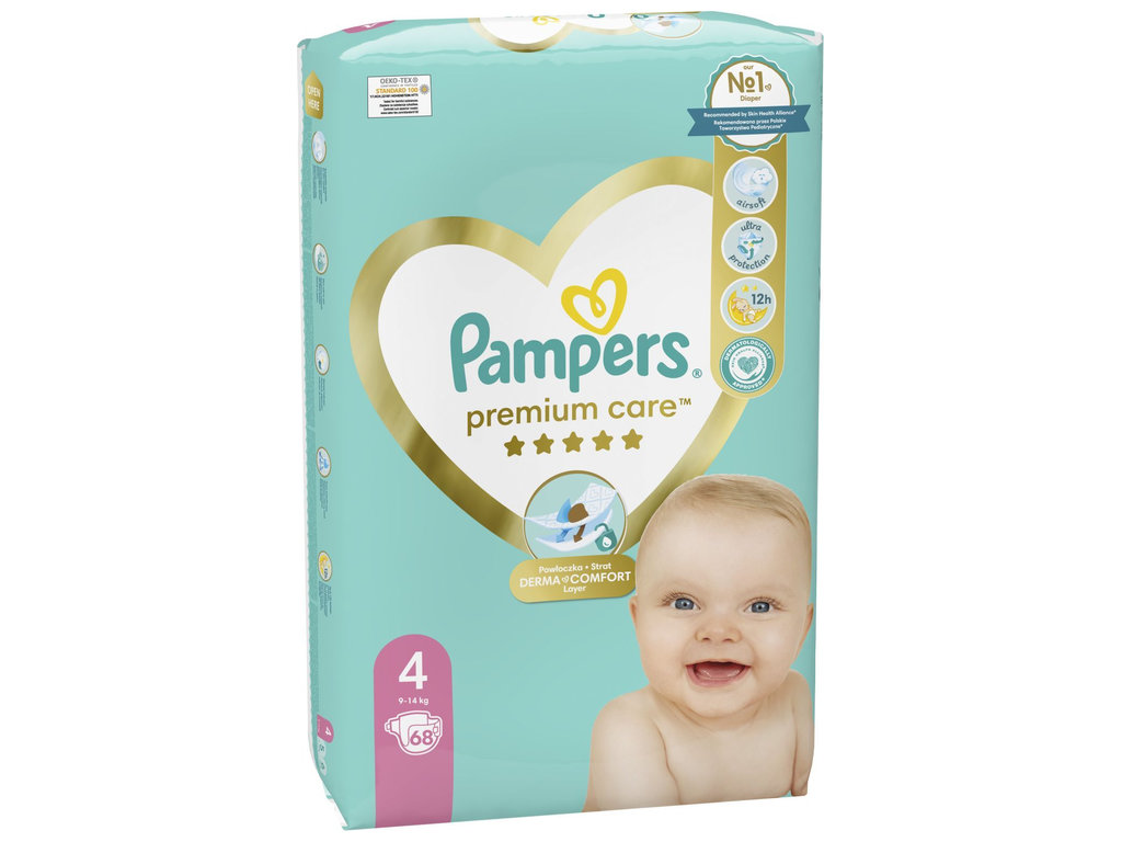 Подгузники одноразовые Pampers Premium Care, размер 4 Maxi, 9–14кг, 68шт